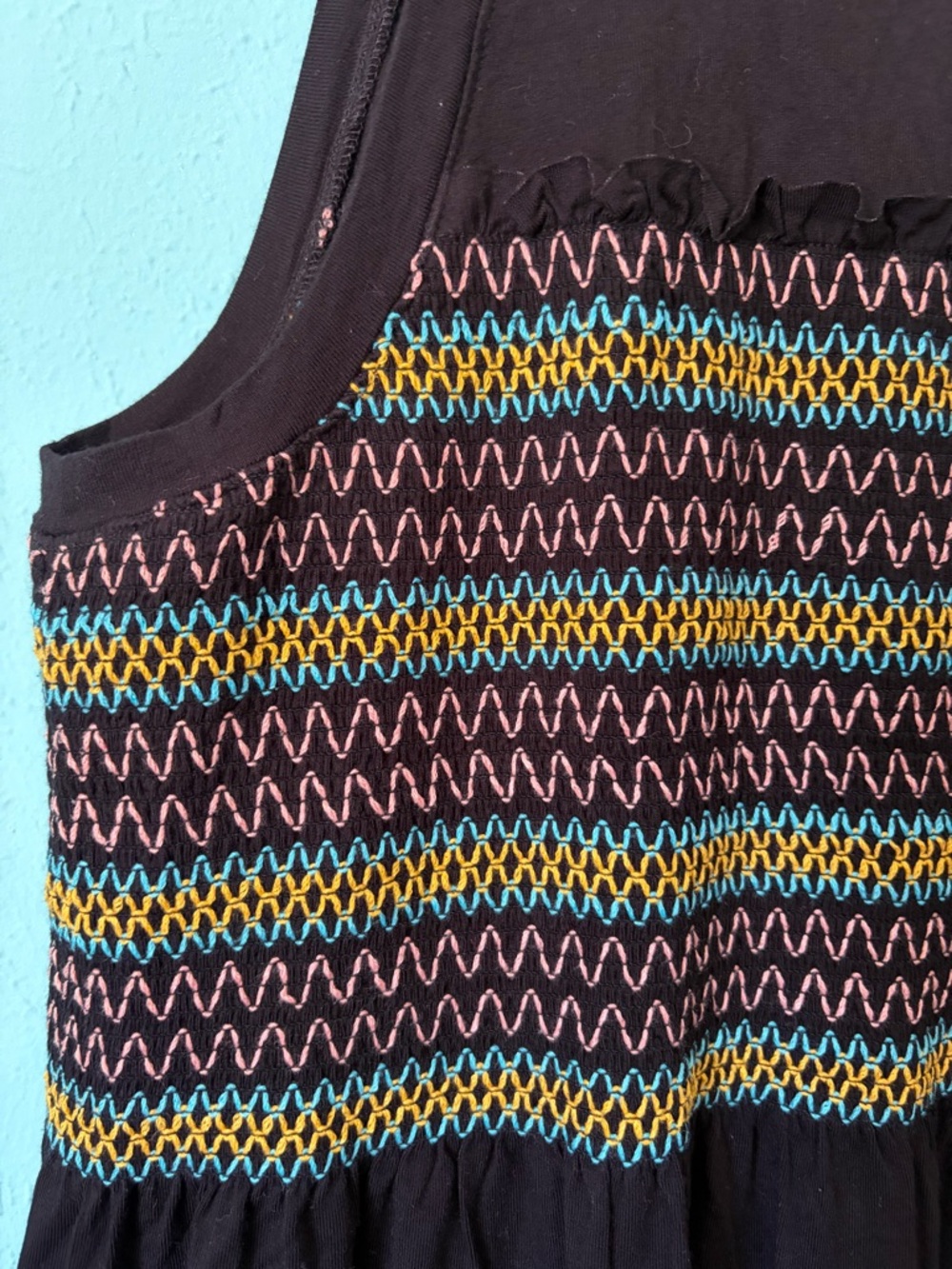 torrid Black Tank Top with Multicolor Smocked Stripe - Picture 2 of 4